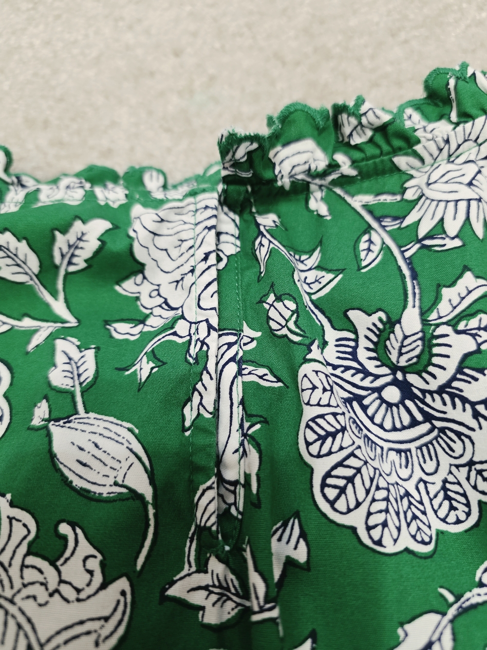 J.Crew Green Floral Sleeveless Ruffle Neck Top Size L 100% Cotton - Picture 7 of 12